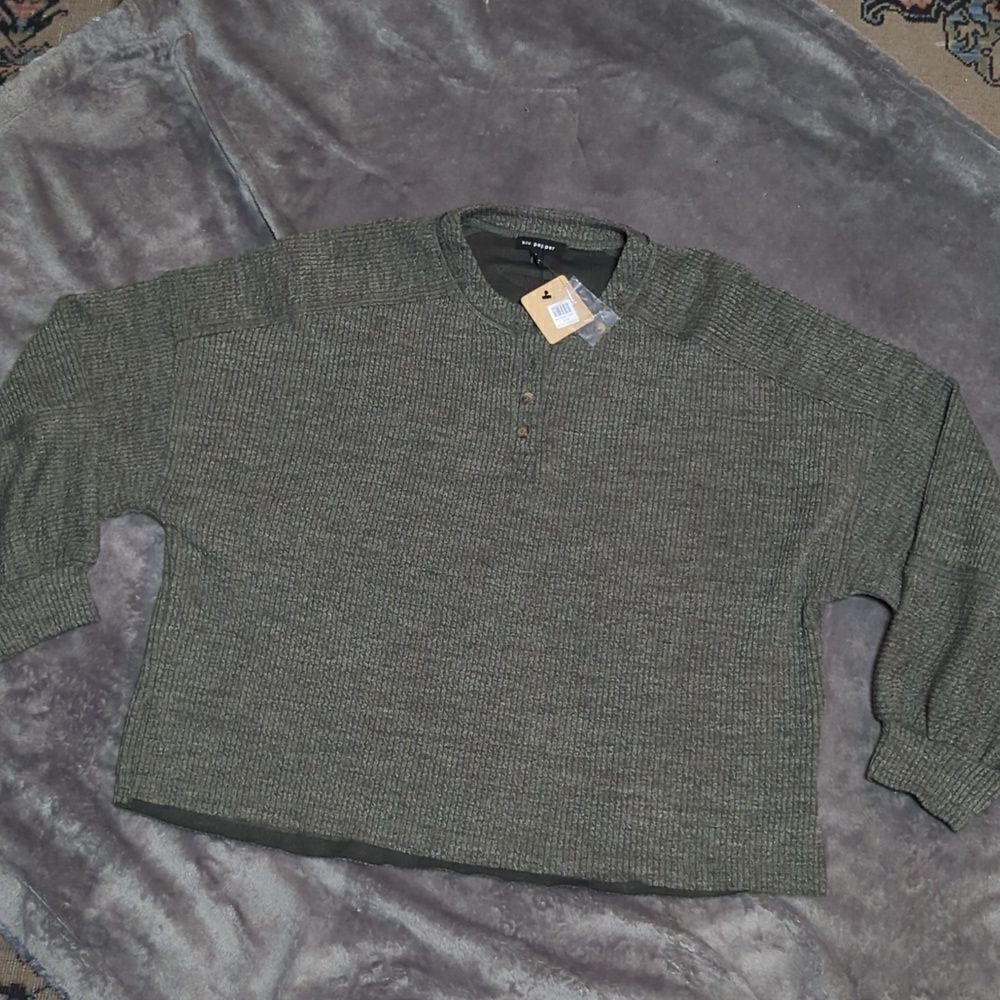 Women's Blue‎ Long Sleeve Half Button Top